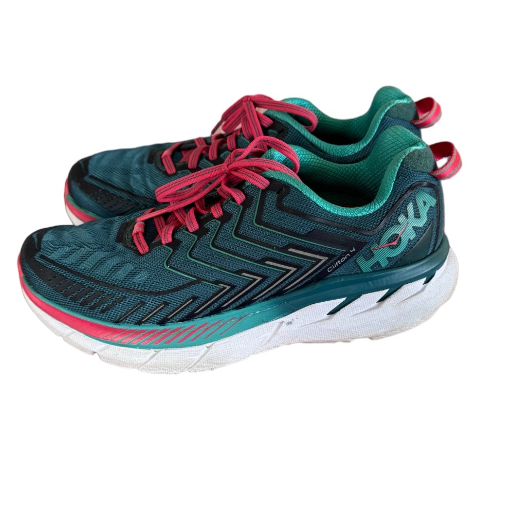 Hoka One Women's Clifton 4 Teal pink runner shoes Size 8